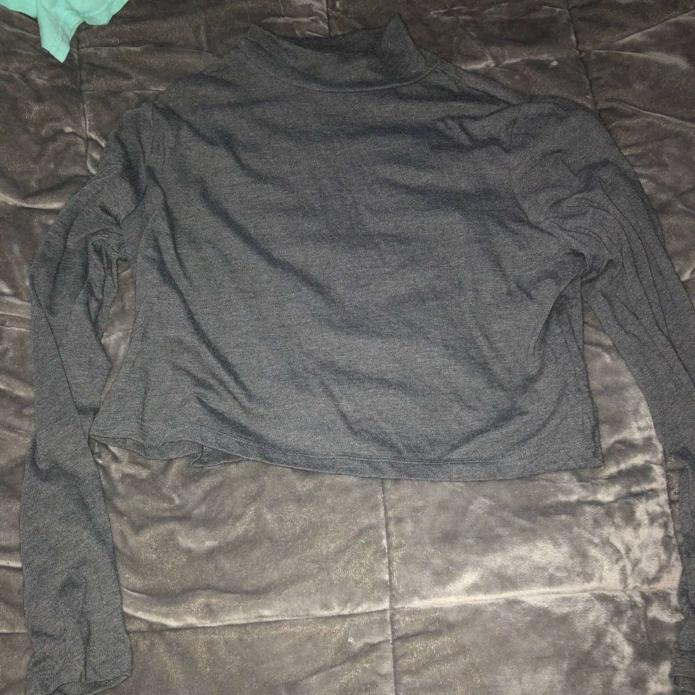 Gray Turtle Neck Crop Top